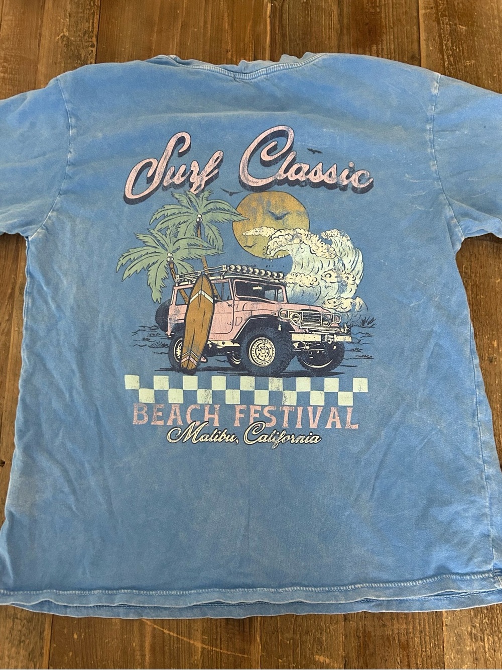 Surf Classic Beach Festival Graphic Tee - Blue Distressed Girls XL